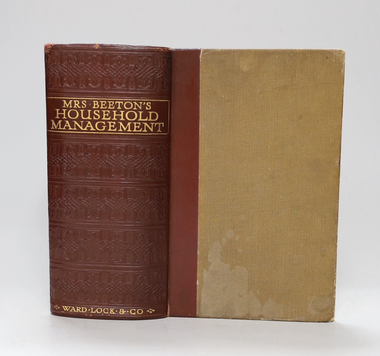 Beeton, Isabella - Mrs Beeton's Household Management: a complete cookery book ... new edition (by 'the Editors'). 32 coloured and many b/w plates, half title; original blind-decorated and gilt lettered cloth, v.thick 8vo